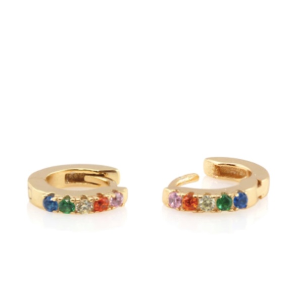 Kris Nations Jewelry - NWT Kris Nations PAVE HUGGIE HOOP EARRINGS